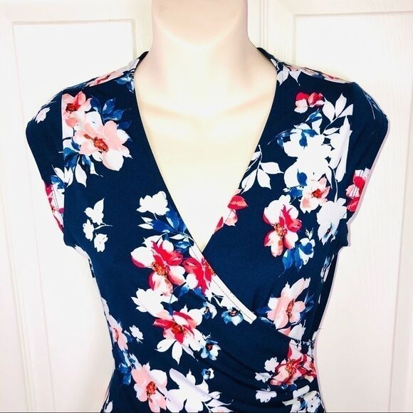 Elle ruffle faux wrap knee length floral dress xs - Picture 3 of 13